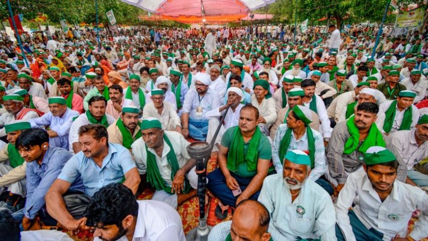 LUCKNOW  : गोसाईगंज में भाकियू टिकैत संगठन का धरना-प्रदर्शन जारी